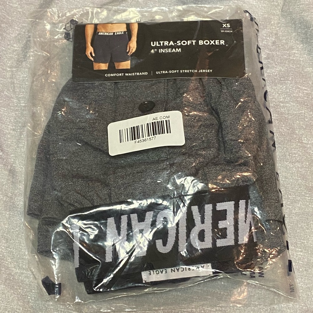 NWT - AEO Men’s Ultra Soft Boxer Shorts Hybrids (Heather Grey / XS 26-29W) - Picture 2 of 12
